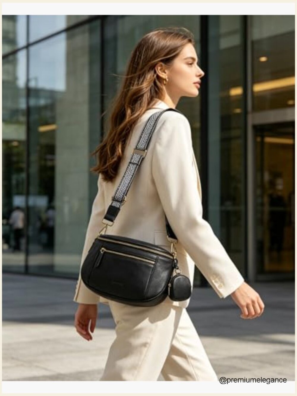 Vegan Leather Crossbody Bag with RFID Blocking, Padded Strap Medium Purse - Picture 2 of 7